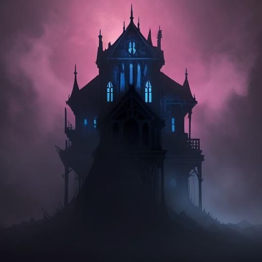 Eerie Ghostly Figure in Abandoned Mansion: Low-Poly Art