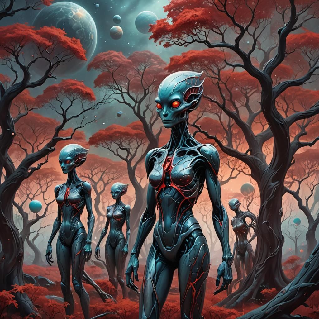 Alien Women on Surreal Planets: Digital Art