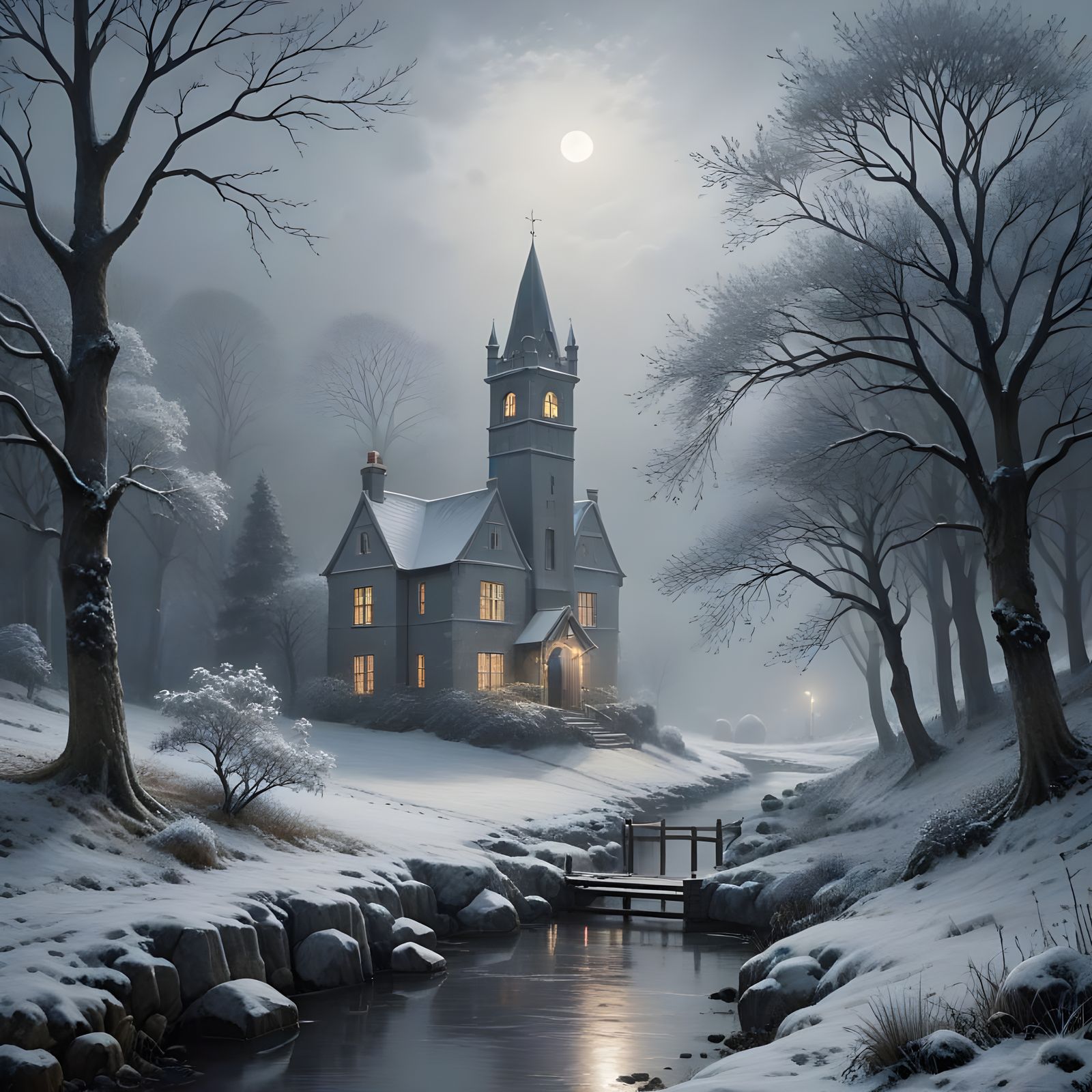 Dreamy Winter Wonderland in Soft Monochrome