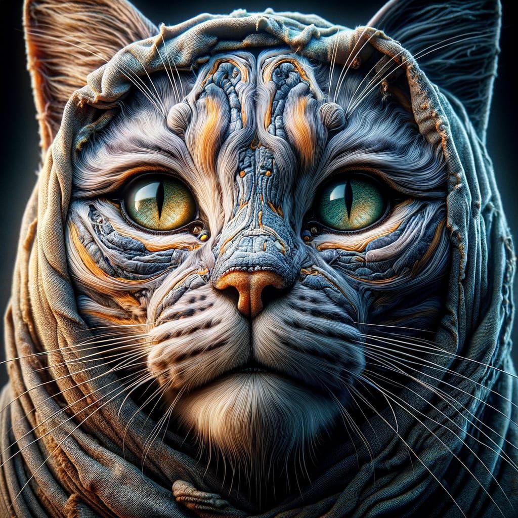 Cat as Greco-Egyptian Mummy Portrait: Hyperrealistic Art