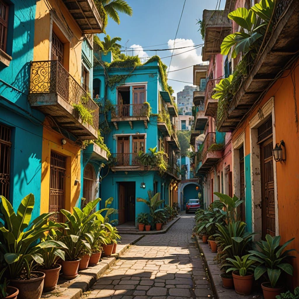 Vibrant Solarpunk Cityscape in the Mexican Caribbean