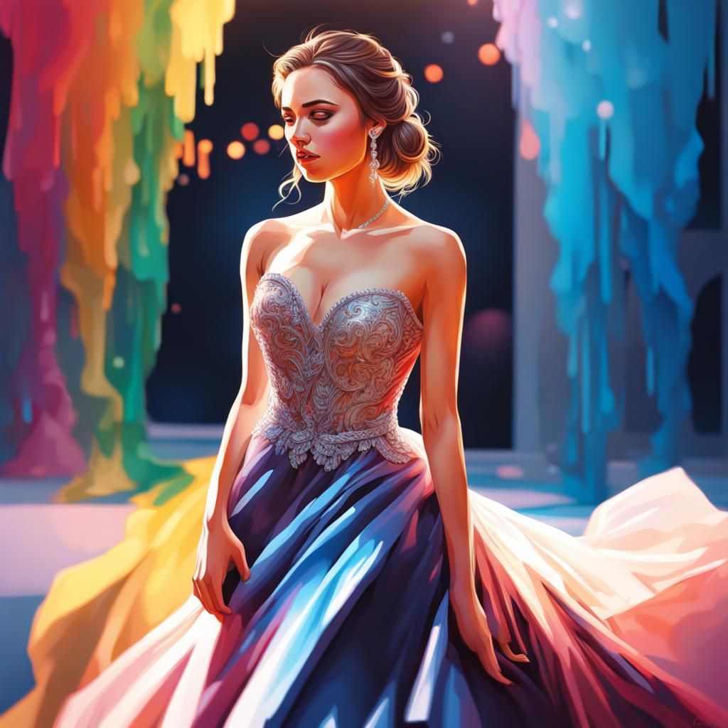 Hyperrealistic Couple at Prom with Dramatic Lighting