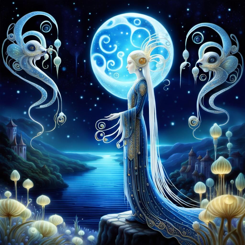 Glowing Fabled Creature with Bioluminescence