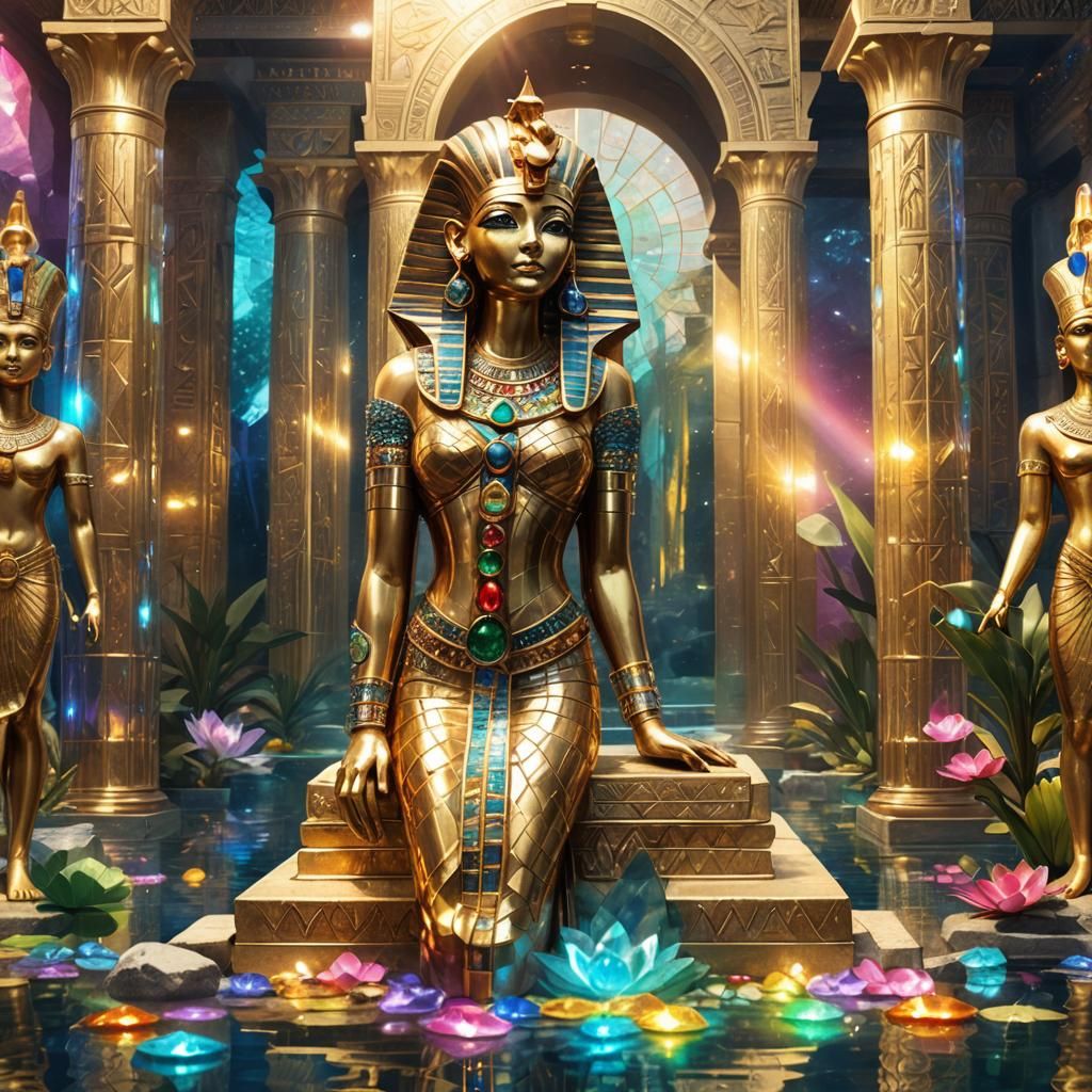 Golden Egyptian Palace with Goddess