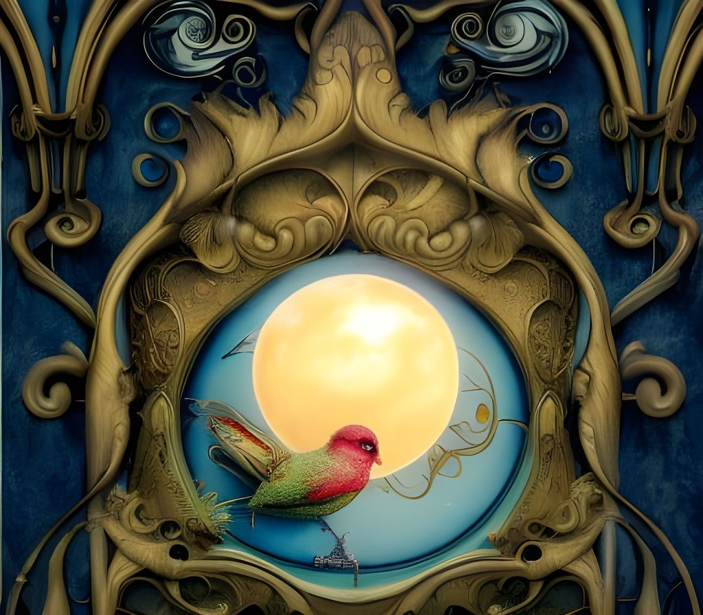 Art Nouveau Rococo Birdhouse in Hyperdetailed Fairytale Styl...