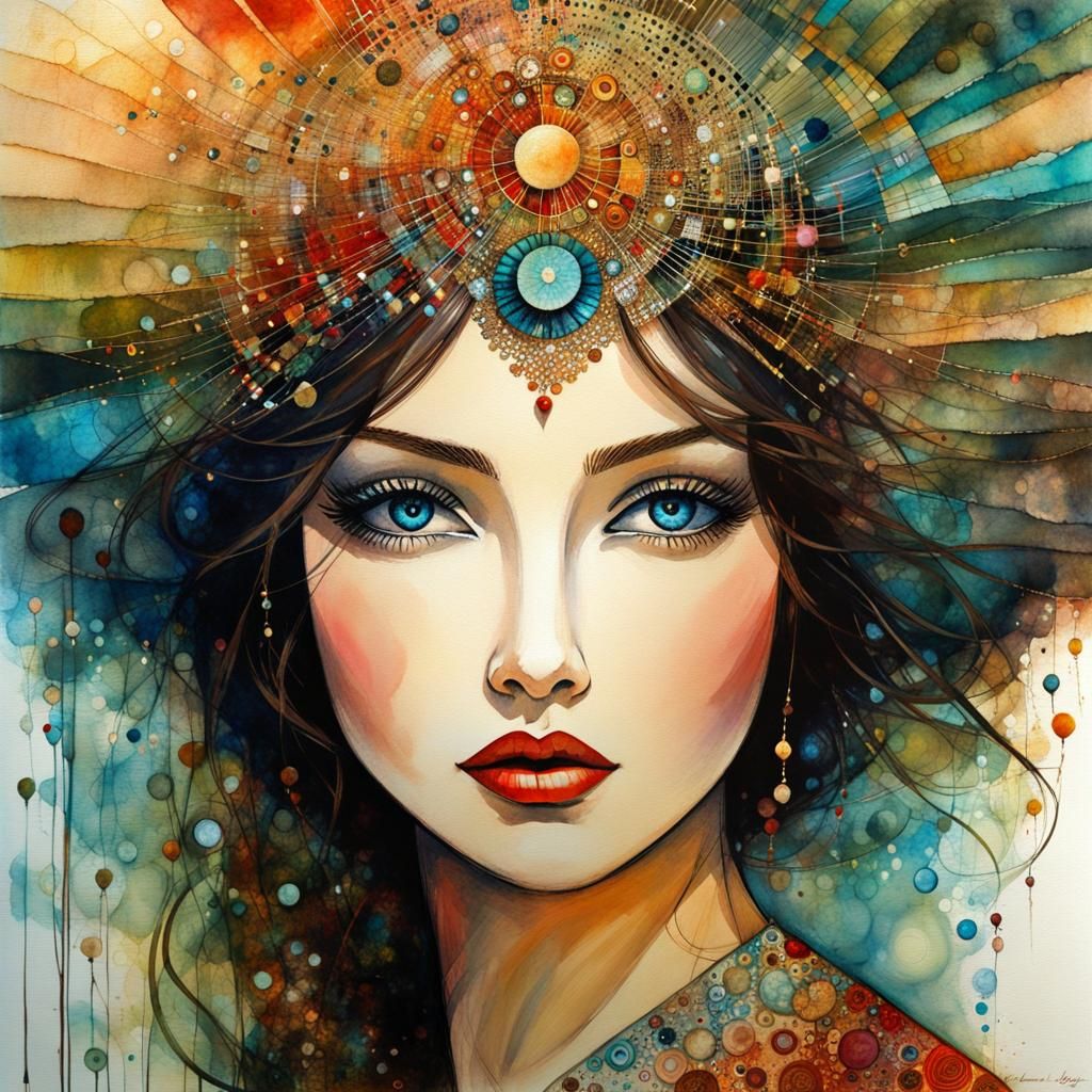 Girl on Windy Hill: Art Brut Digital Illustration