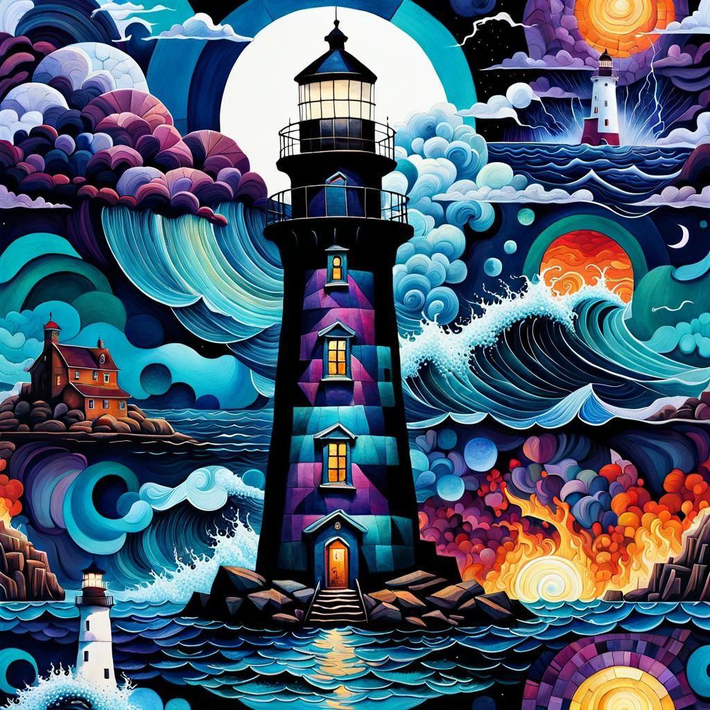 Lighthouse in Colorful Fantasy Realism