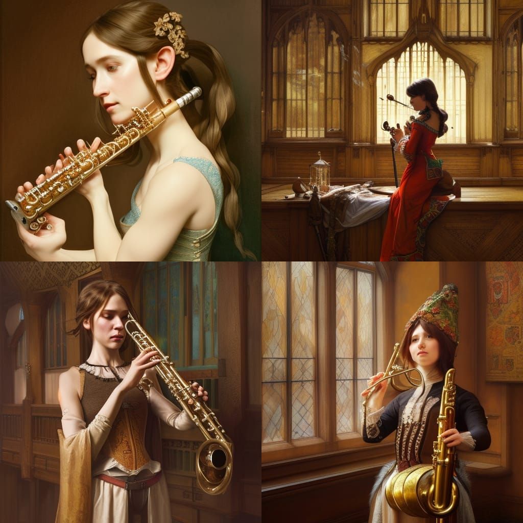 Elf Musician in Tudor Hall, Detailed Concept Art