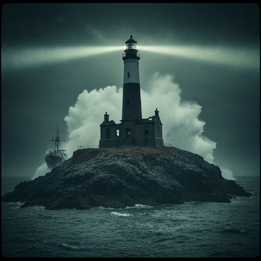 Dramatic Lighthouse in a Stormy Cinematic Scene