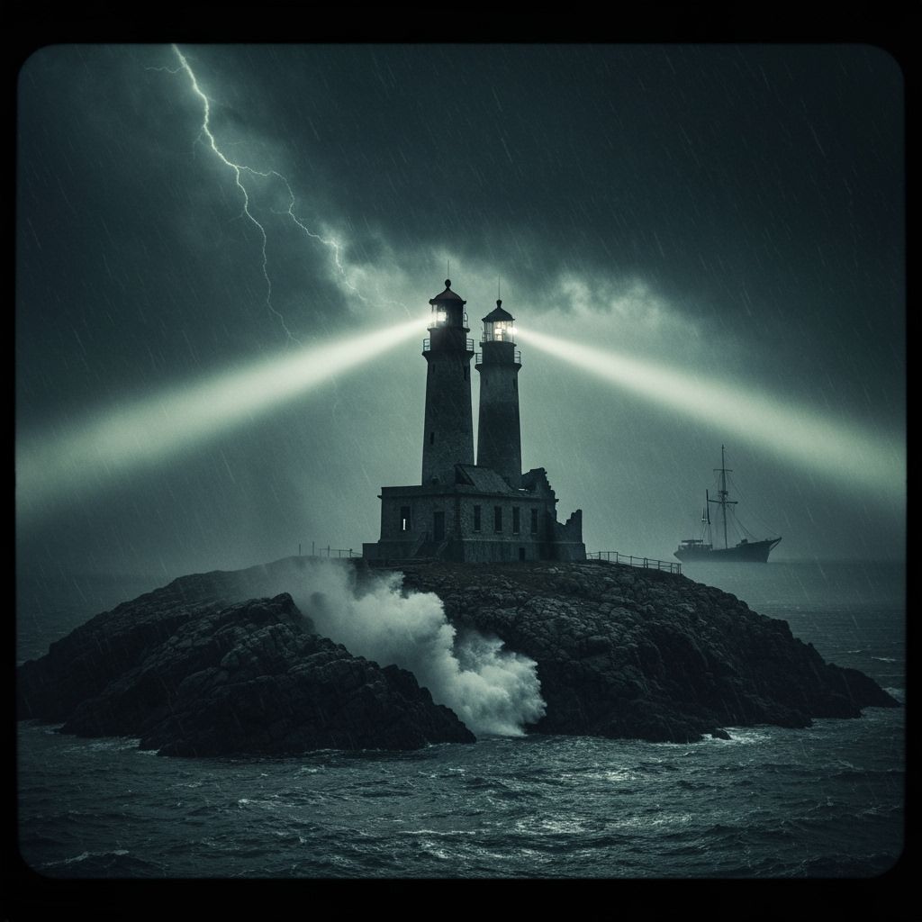 Dramatic Lighthouse in a Storm, Cinematic Film Still