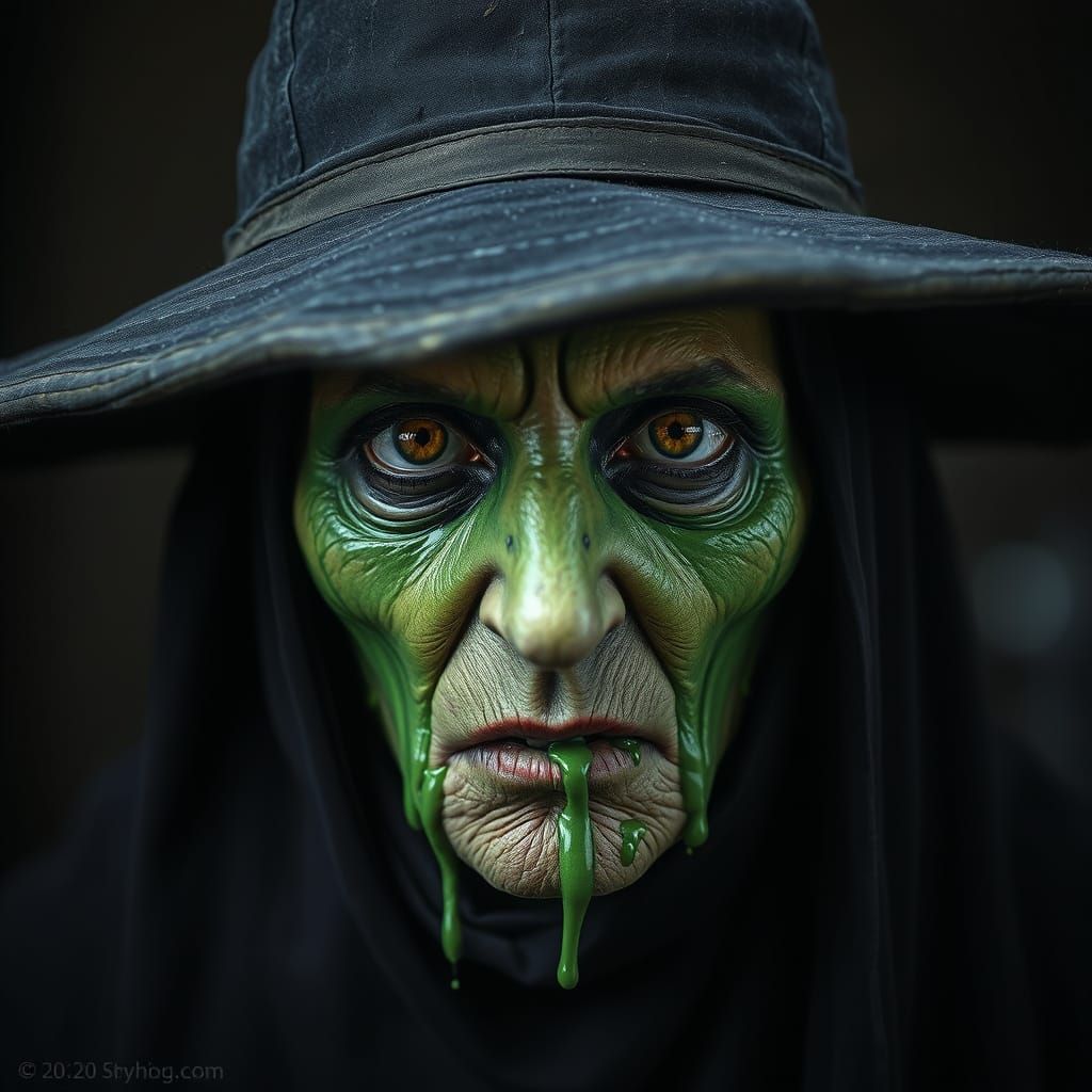 Ethereal Green Sorceress in Moody, Photorealistic Art