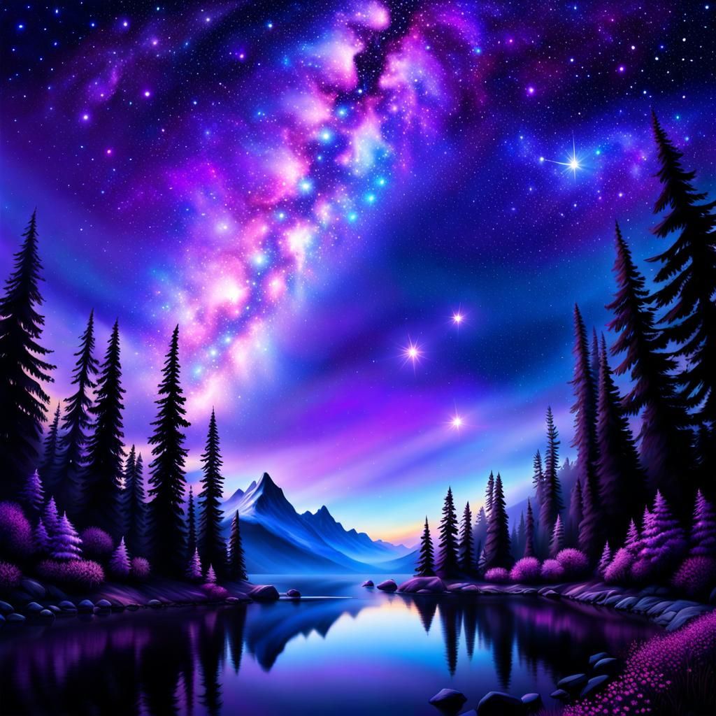 Nebula Cascade at Twilight in Luminist Style