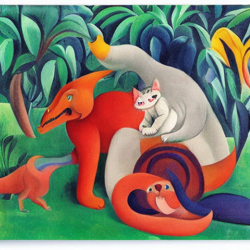 Feline Frenzy in Whimsical Art Style