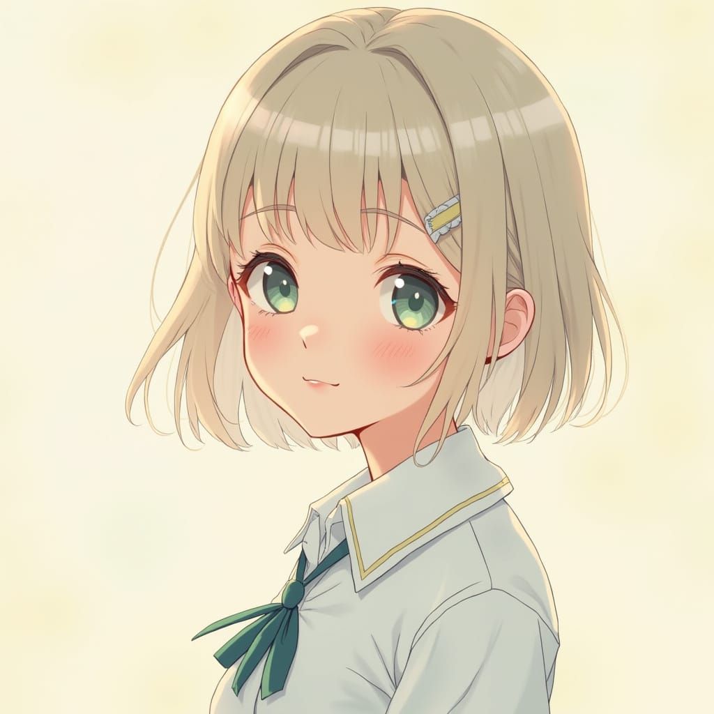 Whimsical Slavic Schoolgirl with Delicate Lines and Pastel C...