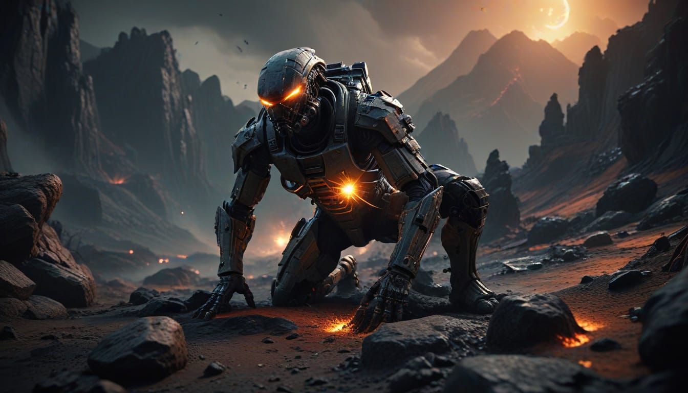 Epic Alien Landscape in Hyper-Realistic 3D Sci-Fi Style