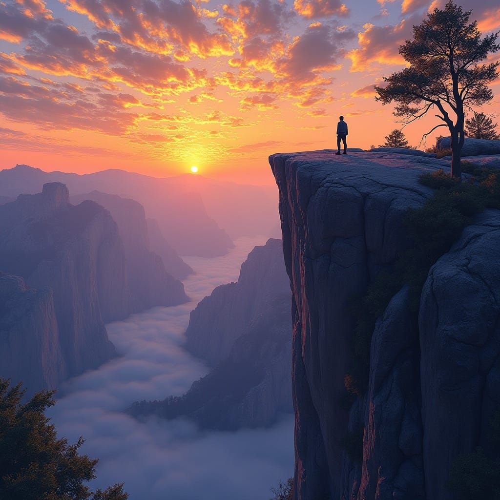 Golden Sunrise on Half Dome, in the Style of Van Gogh