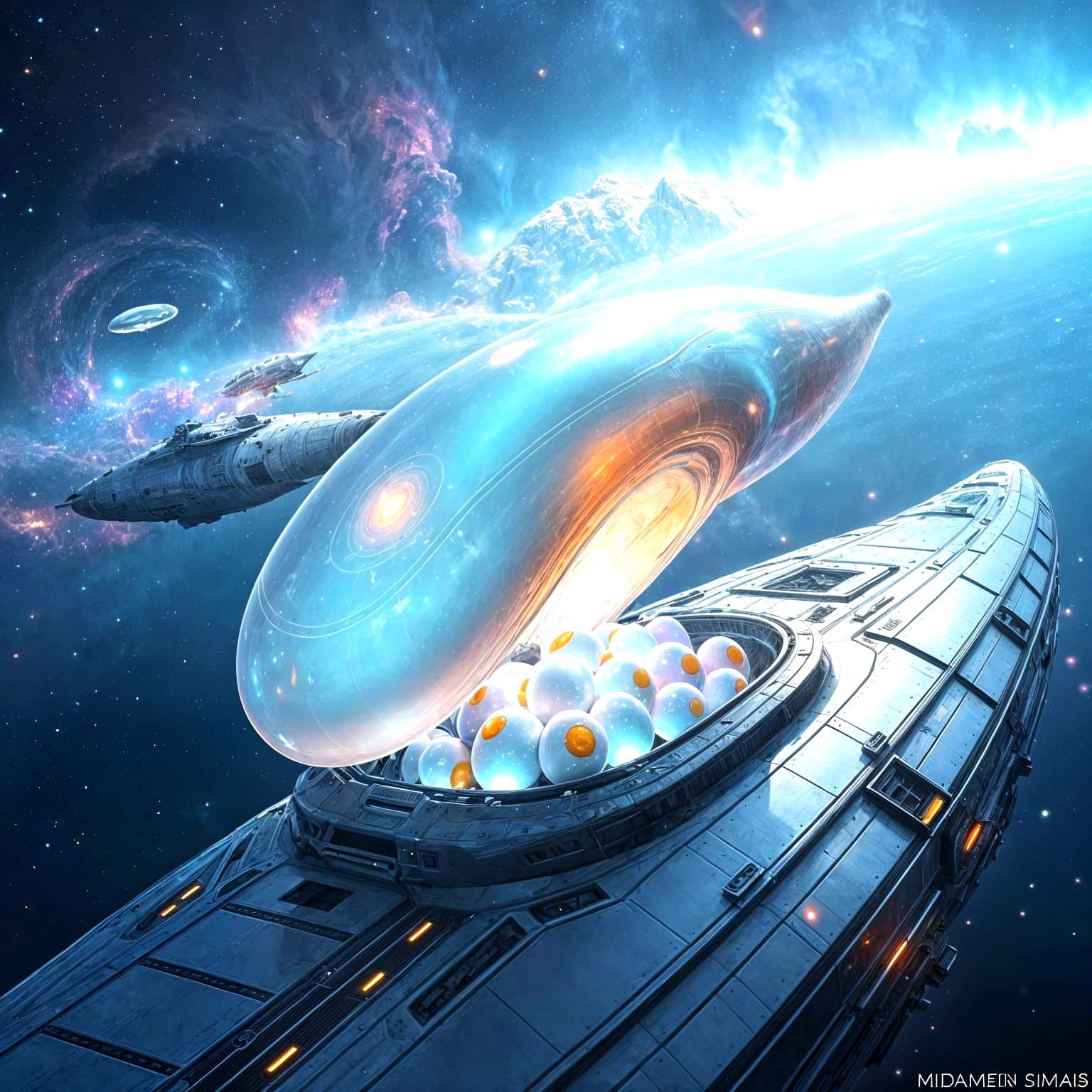 Epic Space Slug Emerges on Space Ship in Vibrant Iridescent ...