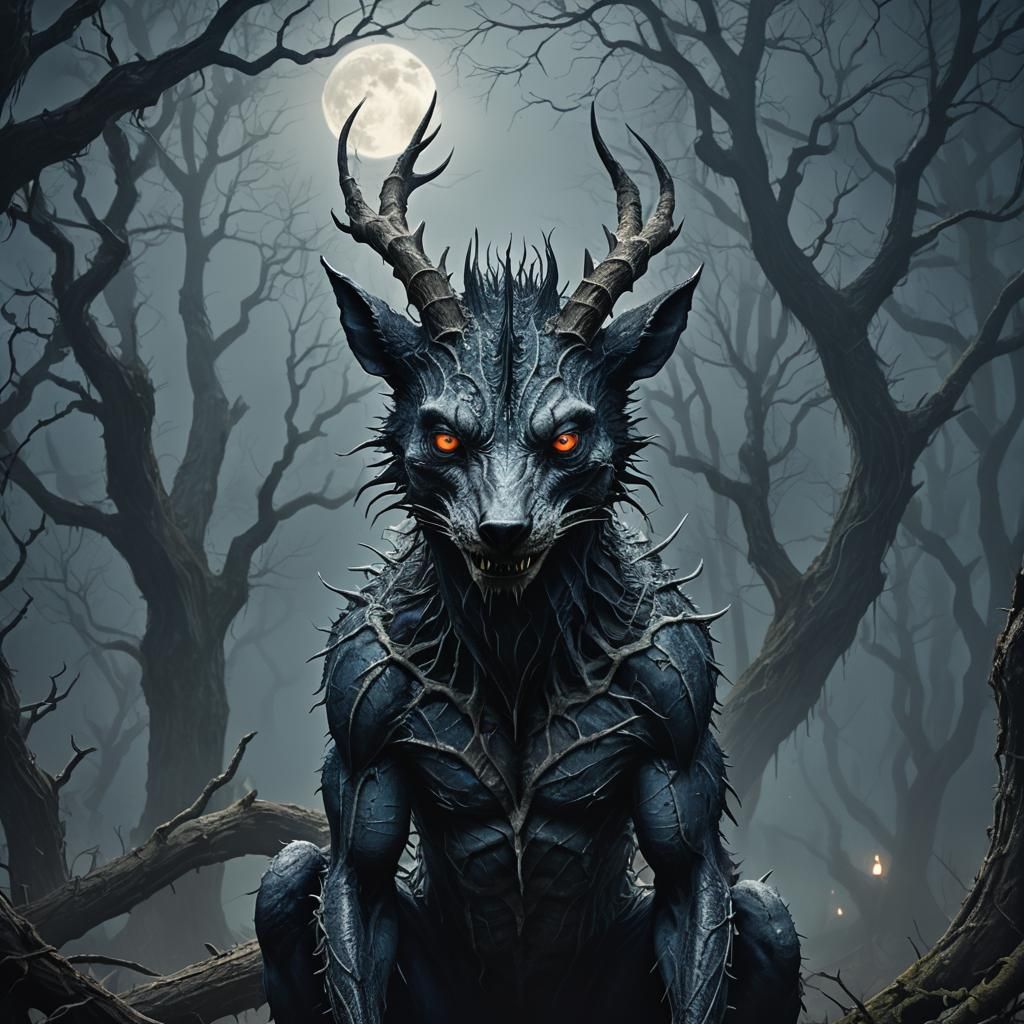 Eerie Portrait of a Mythical Chupacabra in Fauvist Colors