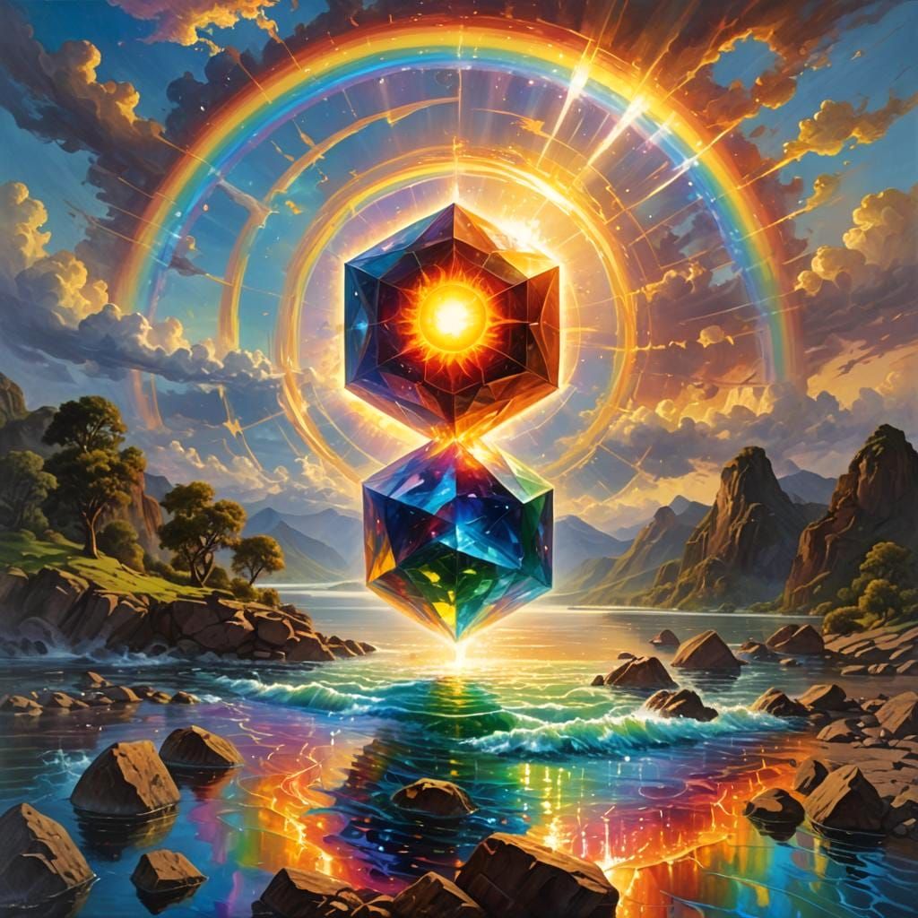 Sun Destroys River with Divine Energy in Matte Painting