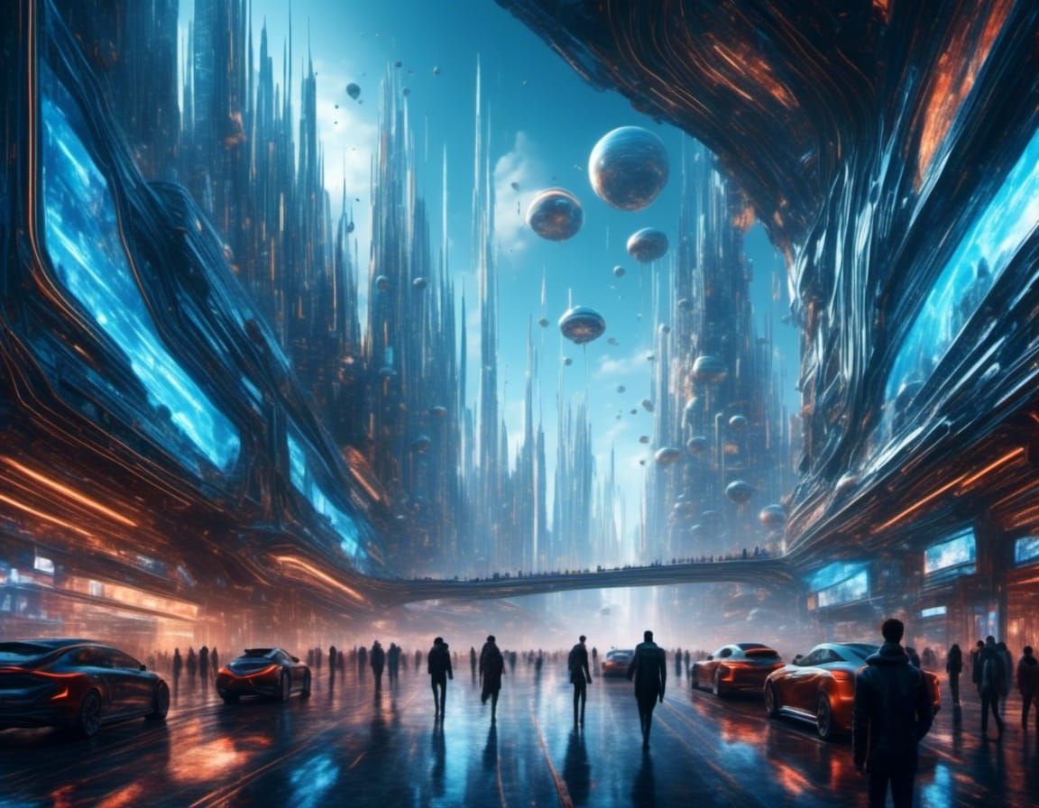 Futuristic City Block at Twilight