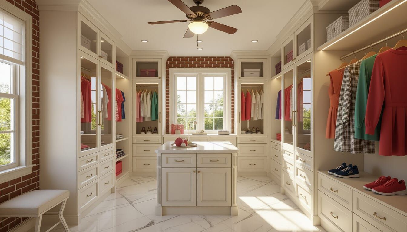 Victorian Walk-In Closet with Showcase Cabinets