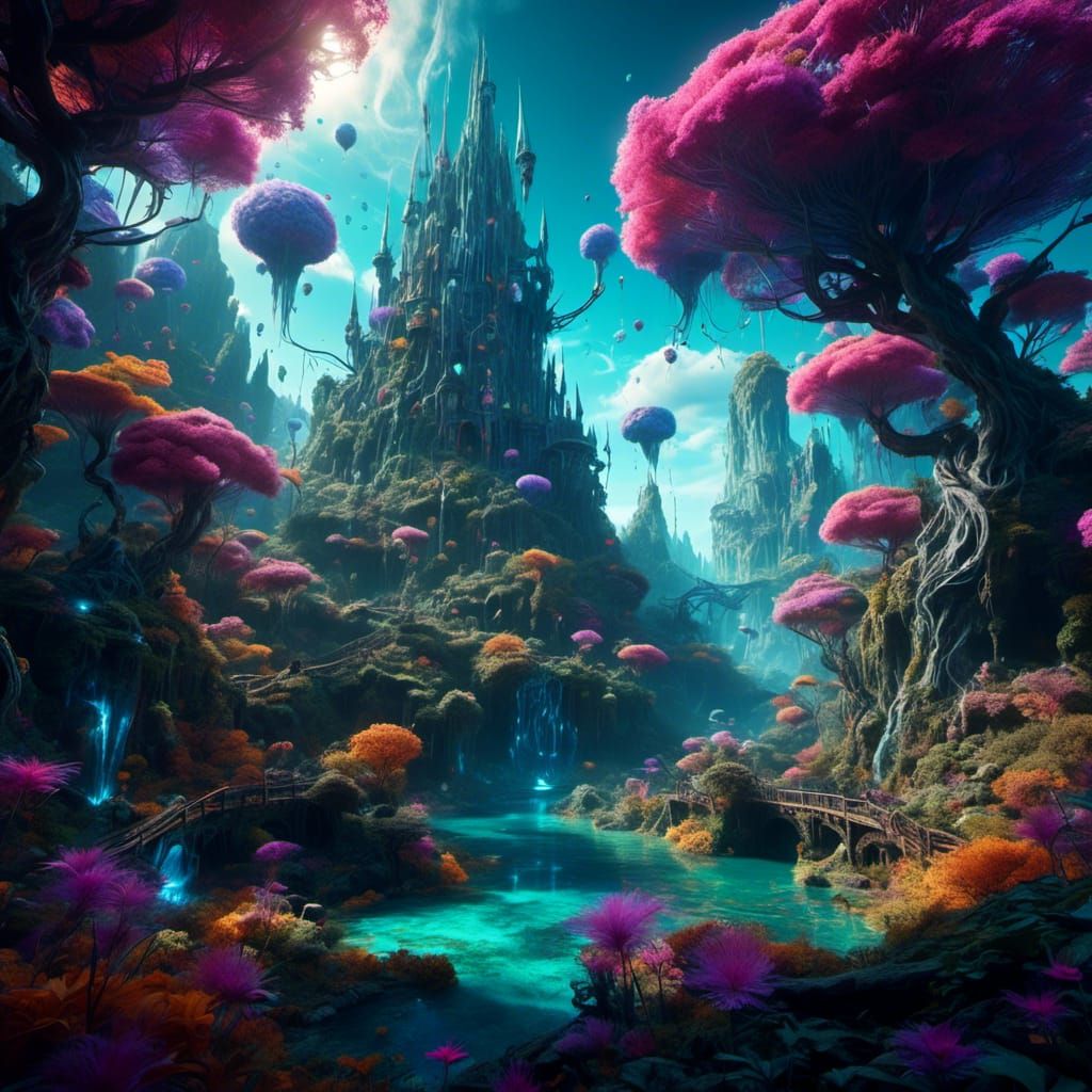Ethereal Fairies and Lords on a Colorful Alien Planet