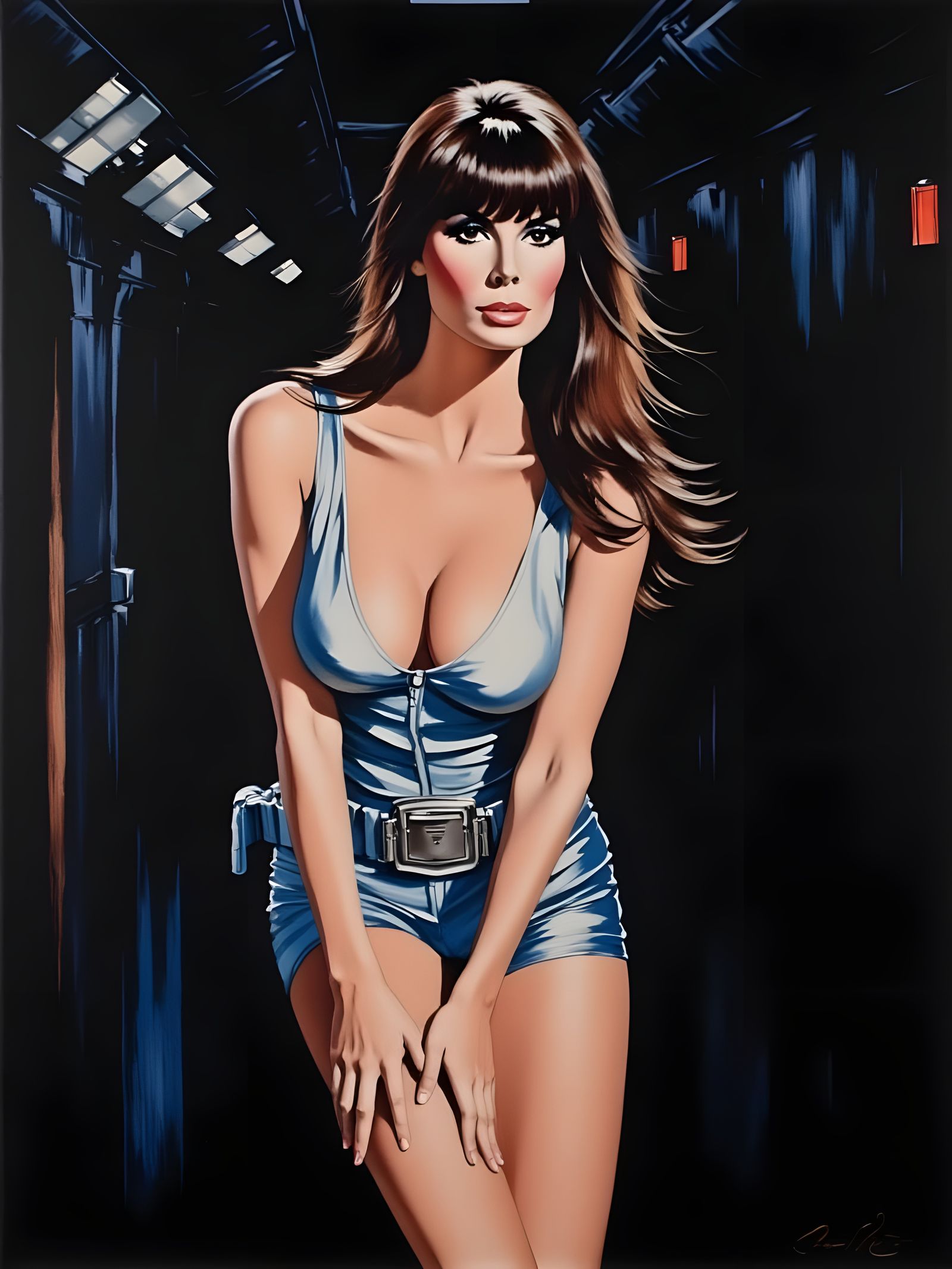 Raquel Welch in Cyberpunk Impressionist Painting