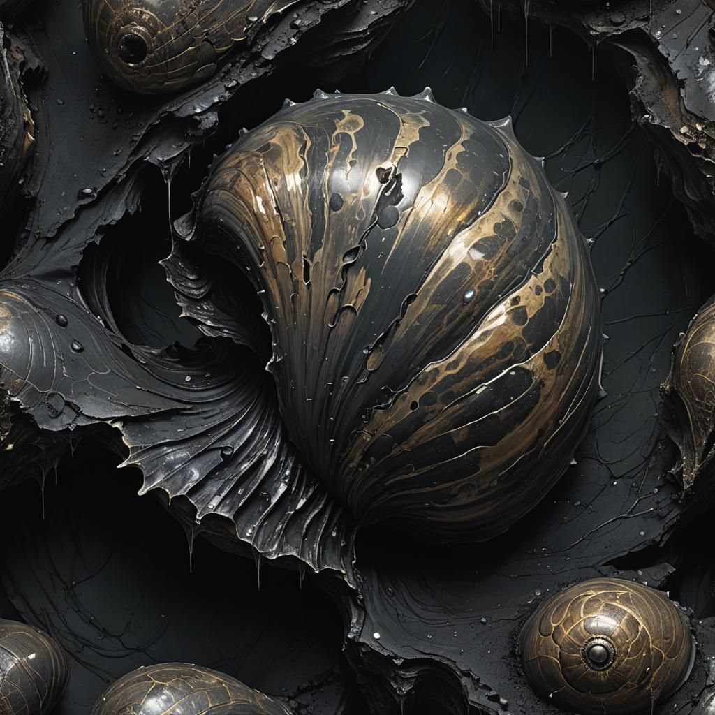 Ominous Ancient Shell Seeping Ooze in Dark Fantasy Art