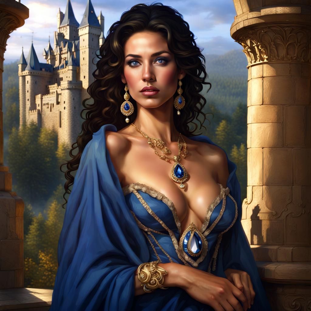 Beautiful Woman in Castle: Detailed Matte Painting