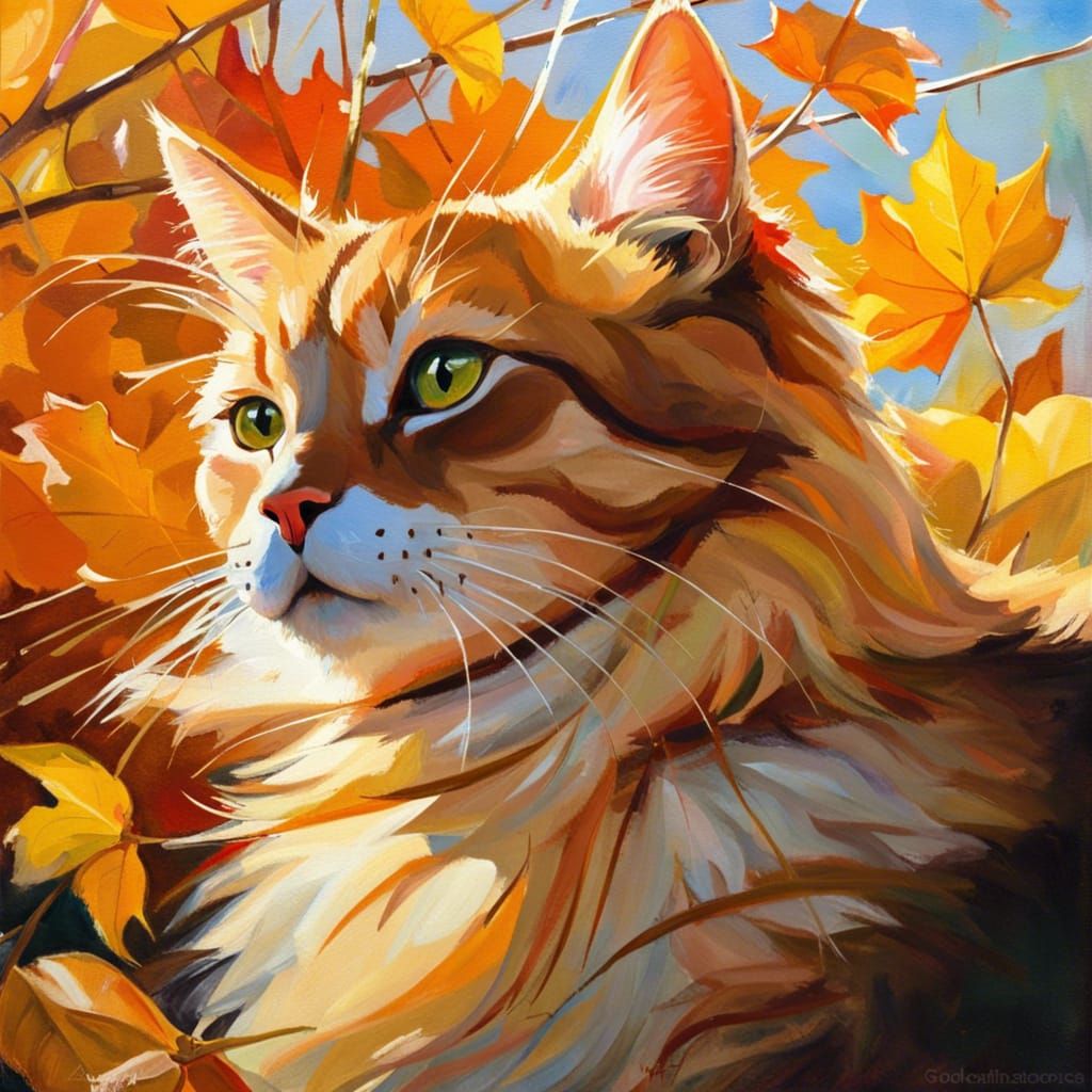 Cat in Autumn Sunlight: Romantic Academia Aesthetic