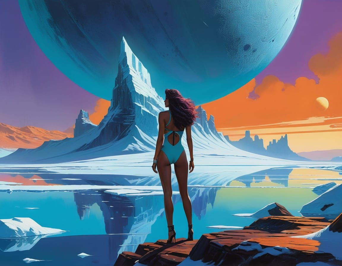 Space Beach Beauty in Vibrant Poster Art