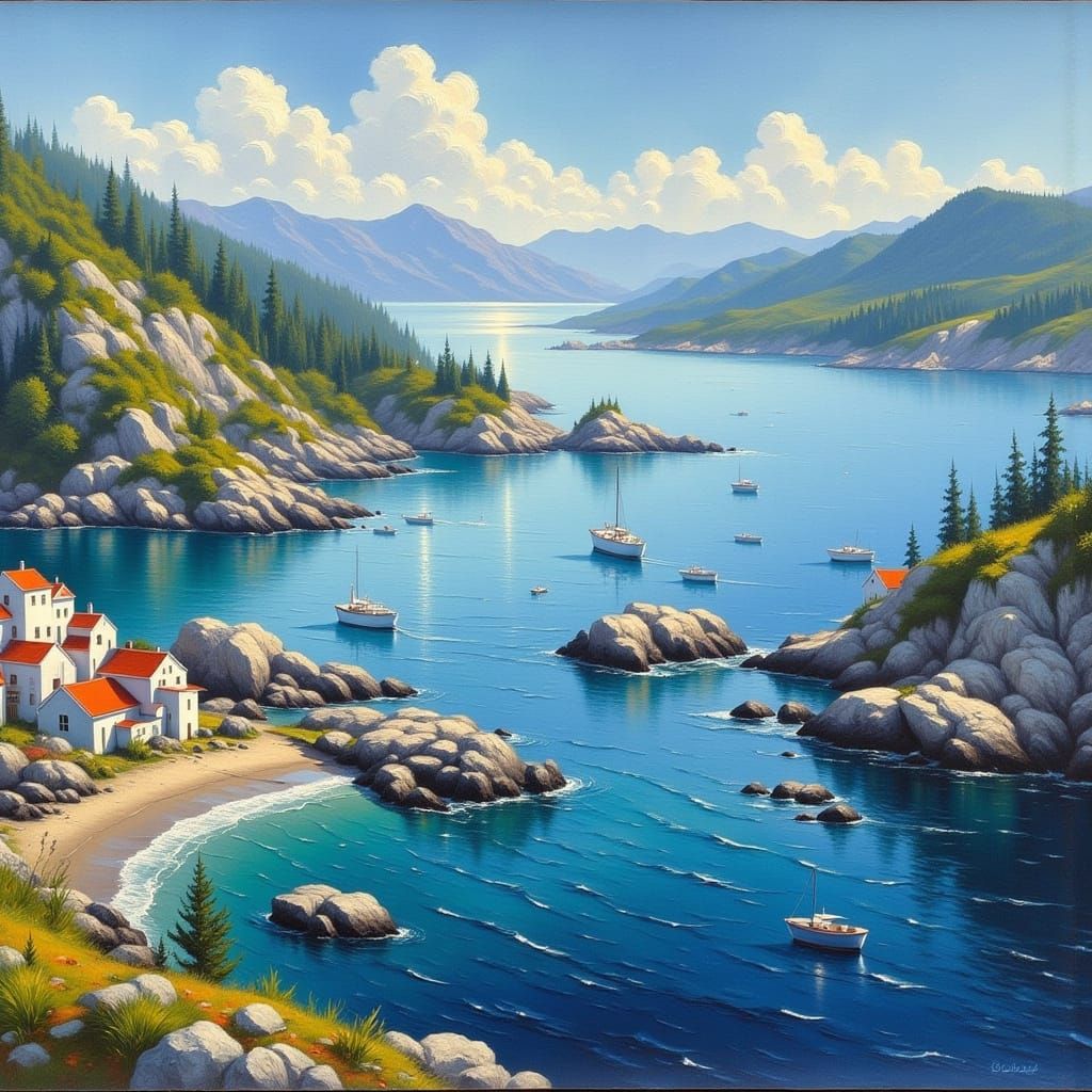 Busy Harbor Town Life by the Sea