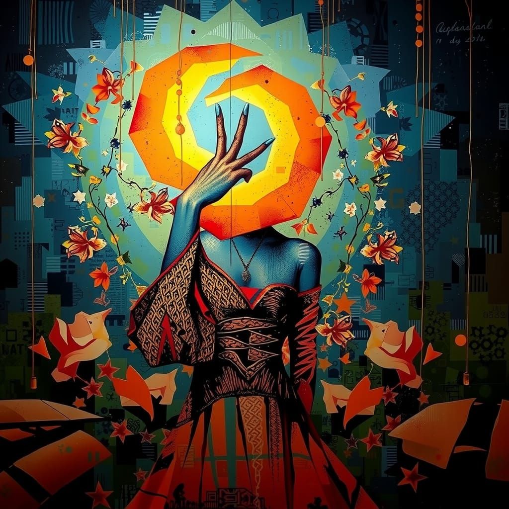 Monochromatic Abstract Portrait of a Woman in Avant-Garde St...