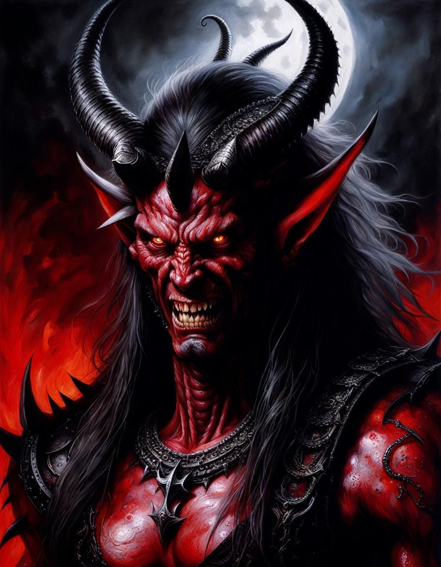 Nightmarish Demon Portrait in Dark Fantasy Style