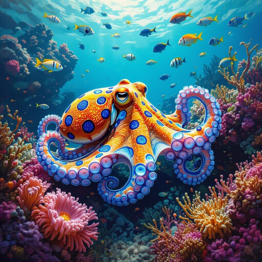 Blue-Ringed Octopus in a Biomechanical Style