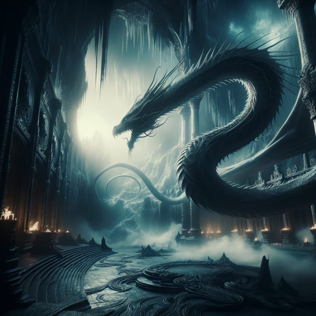 Pale Dragon Dominates Desolate Underworld in Dark Fantasy