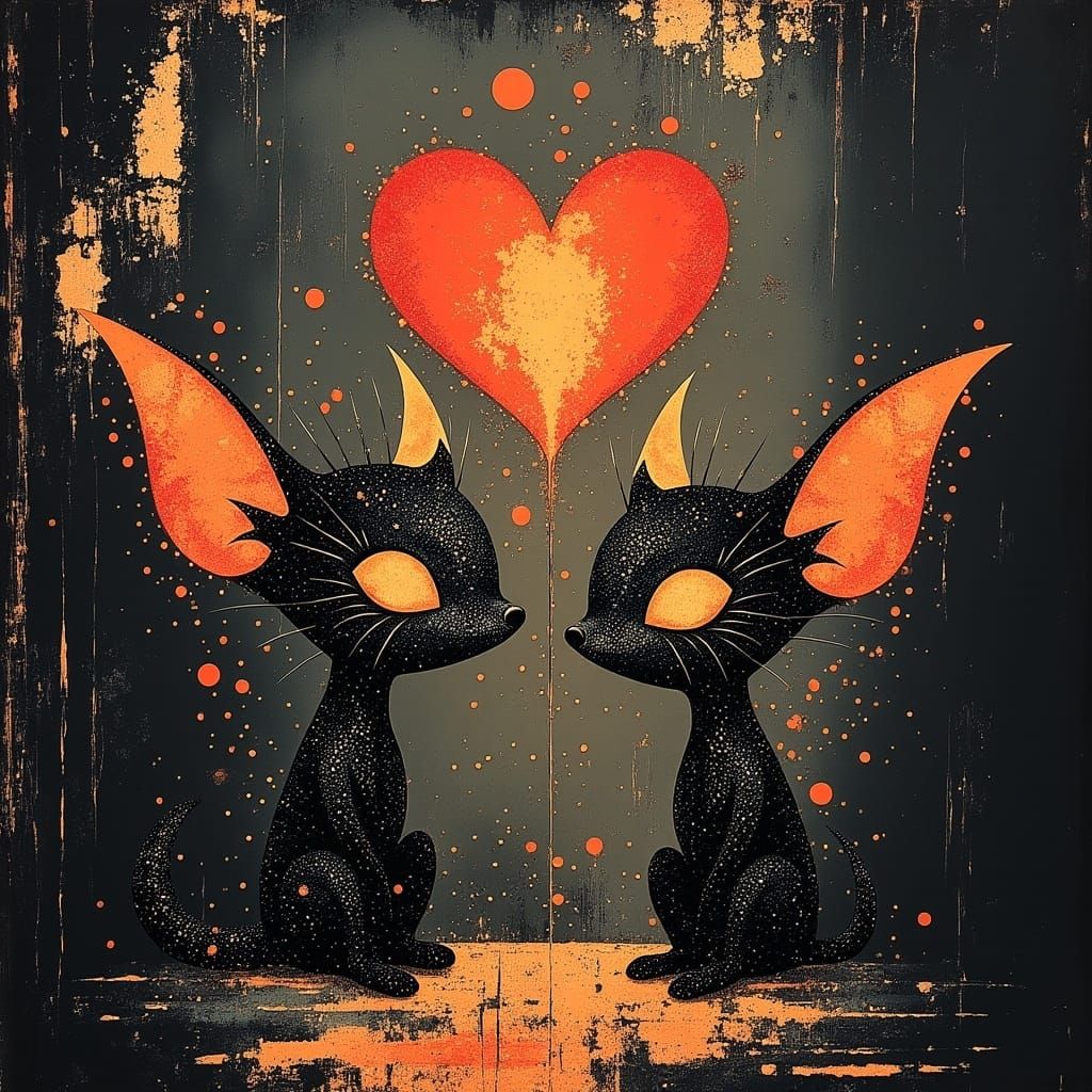 Romantic Lava Creatures in a Volcanic Eruption of Love
