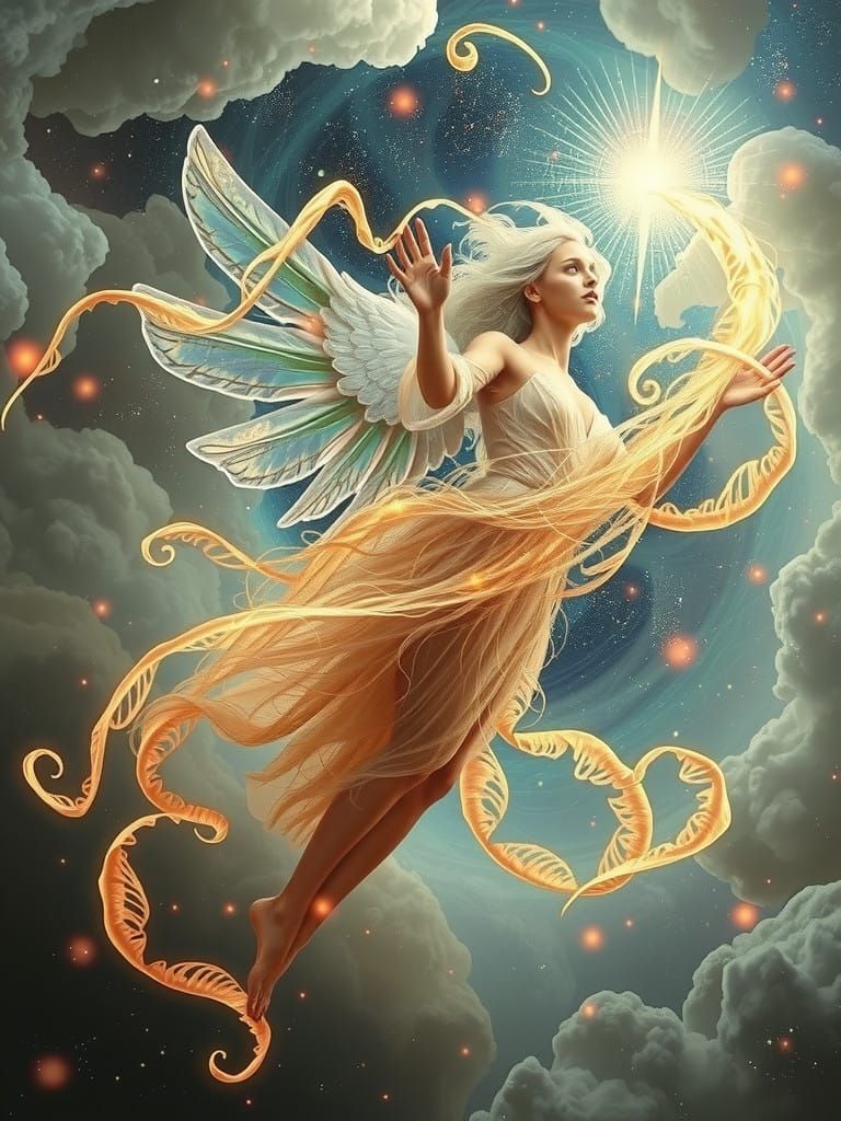 Surreal Cosmic God Explores Mystical Vortex