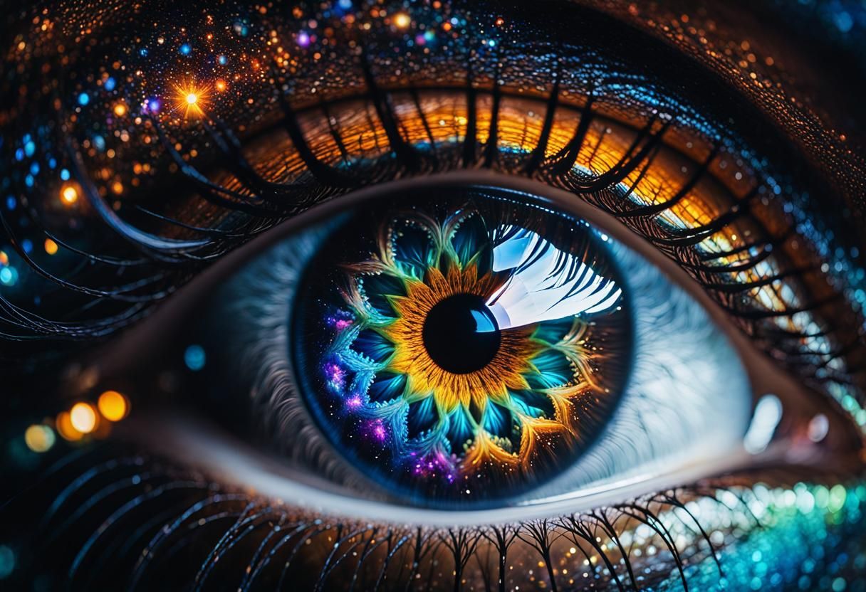 Galactic Eye Reflection: Dreamy Digital Art