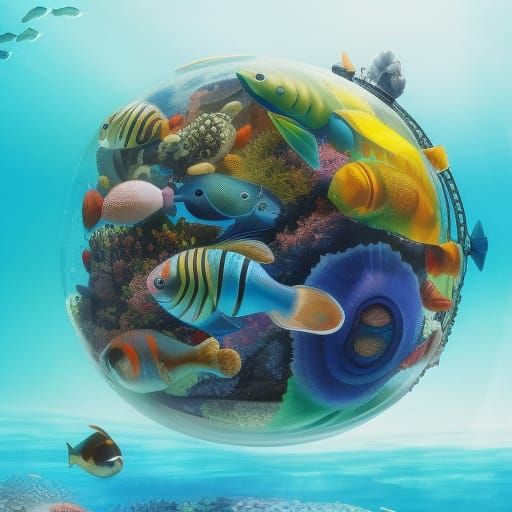 3D Ball Fish with Steampunk Engine