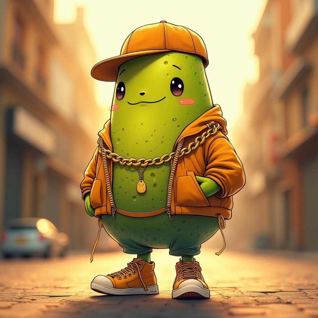 Vibrant Guava Rapper in Cityscape
