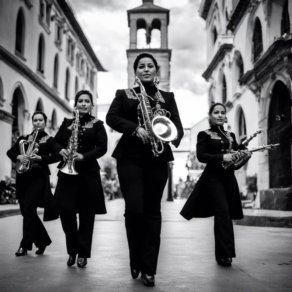 All-Woman Mariachi Band in Church Plaza Photograph