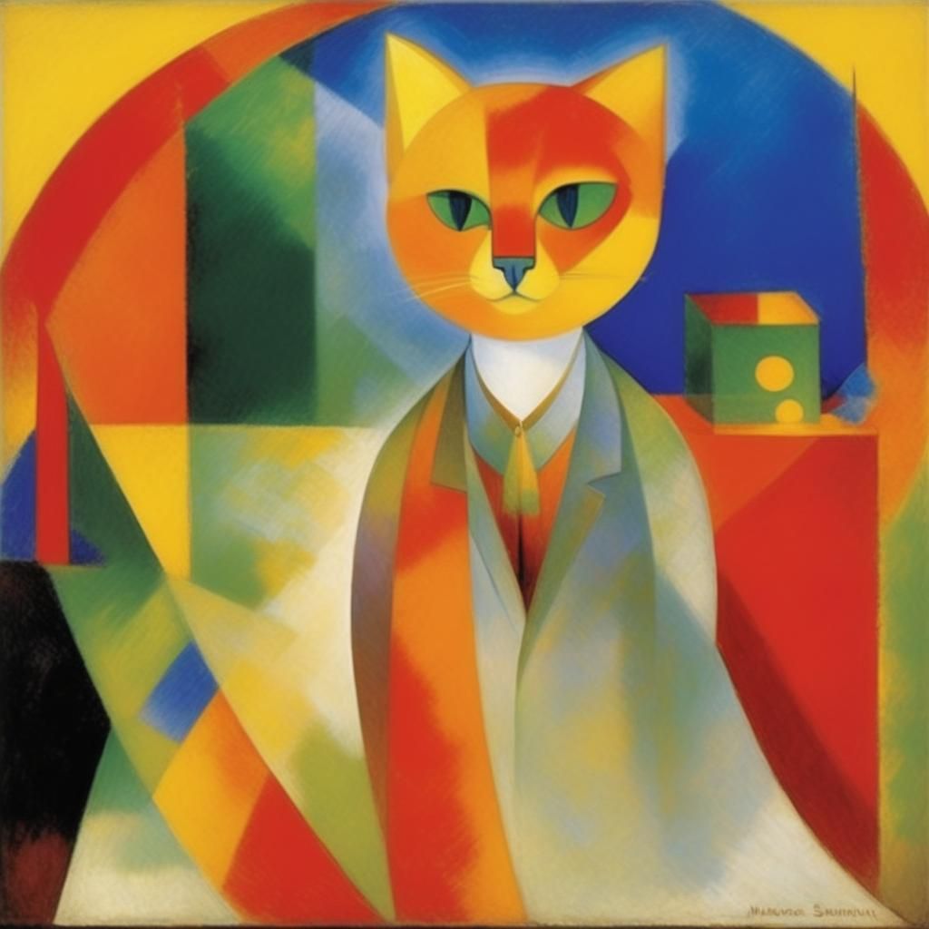 Fluorescent Cat Inspired by Expressionist Masters