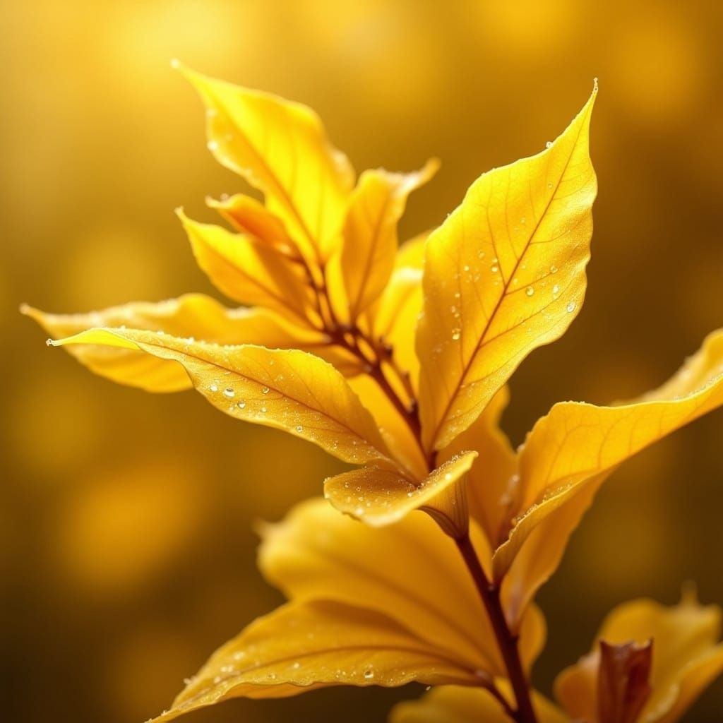 Glistening Yellow Leaves in Impressionist Style