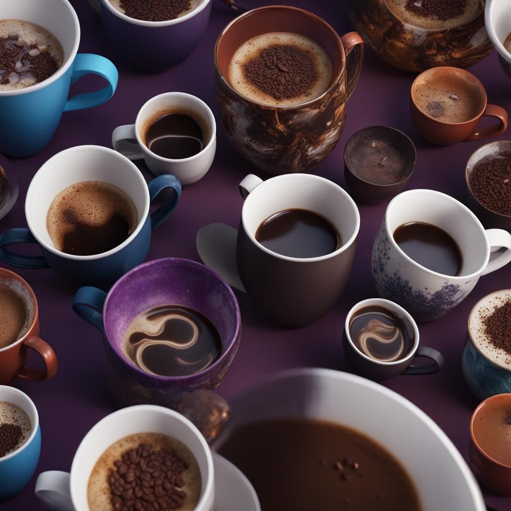 Fantastical Coffee Cups: Detailed Matte Painting