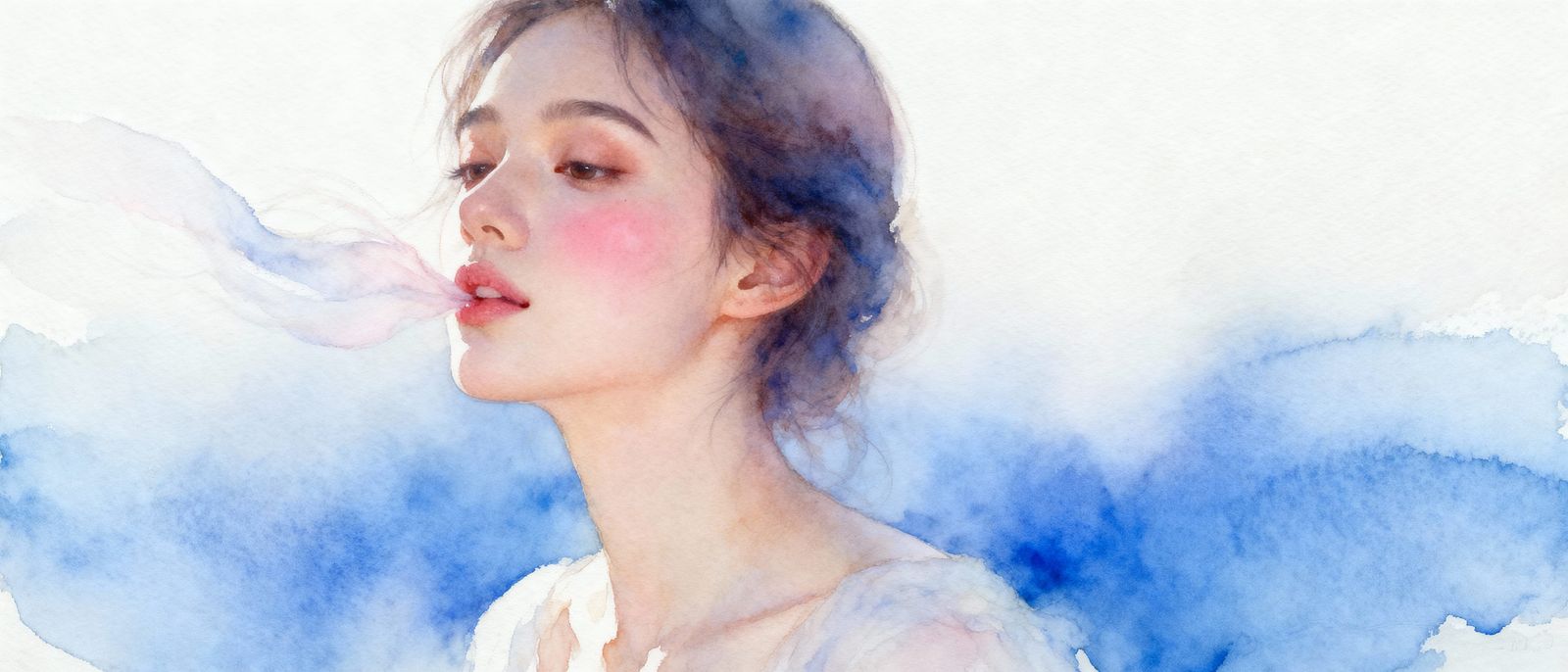 Ethereal Woman Portrait in Watercolor and Oil Style