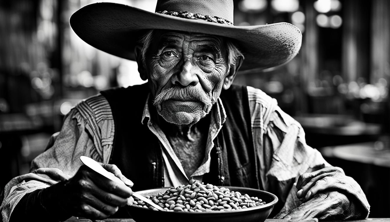 Old Mexican Bandit Portrait in Black and White