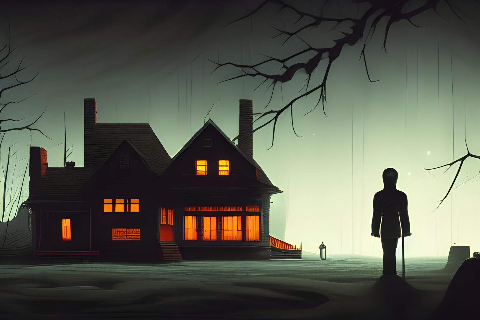 Haunted Lunar House: A Surreal Landscape