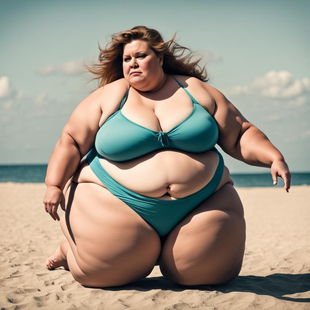 Curvy Woman in Bikini Side Profile