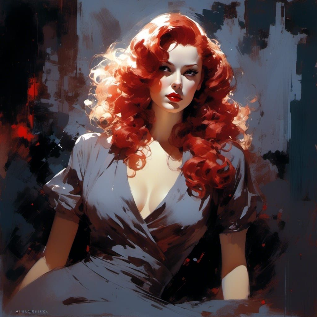 Noir Femme Fatale Portrait in 1940s Style